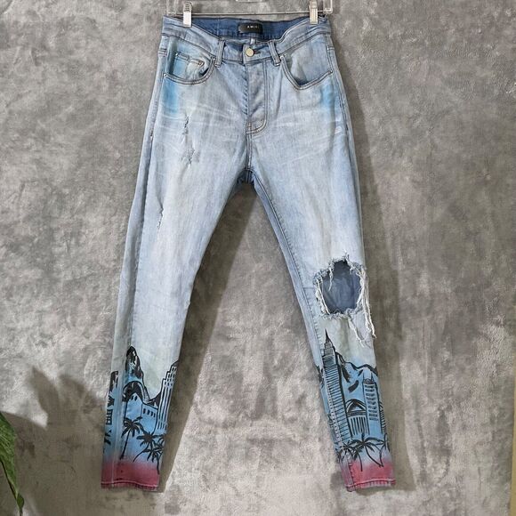 Amiri Jeans City paint size button fly #227 distressed denim. - Picture 1 of 14